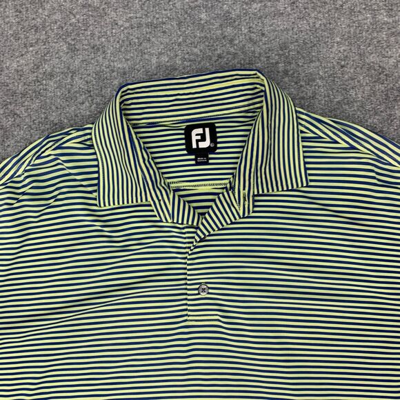 FootJoy Polo Shirt Mens XL Extra Large Kiwi Royal Striped The Den Golf Course AZ - Picture 3 of 12